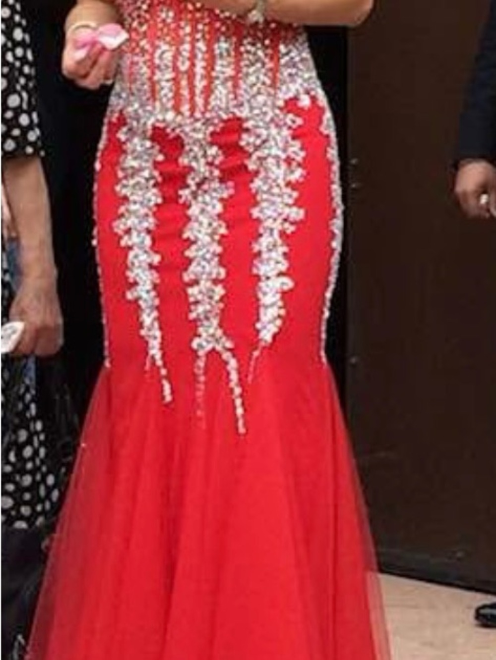 Jovani Red Crystal-Embellished Mermaid Gown